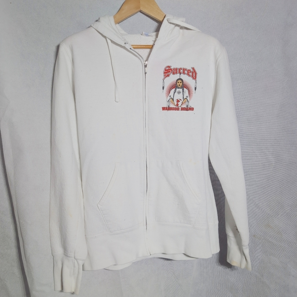 Sacred Warrior Brand Sz L Native American Zip-Up Hoodie